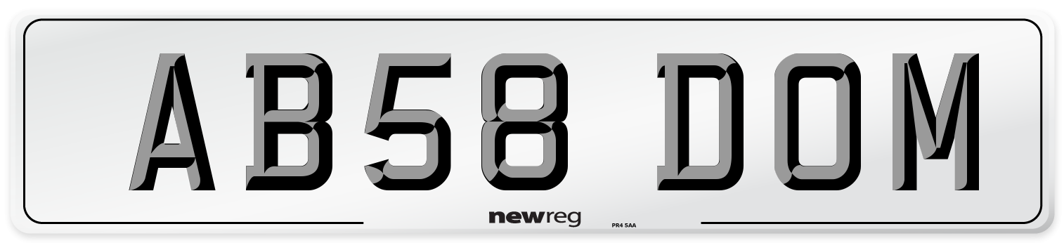 AB58 DOM Front Number Plate