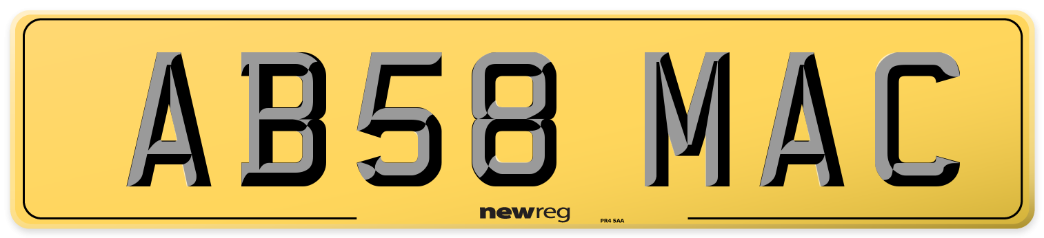 AB58 MAC Rear Number Plate