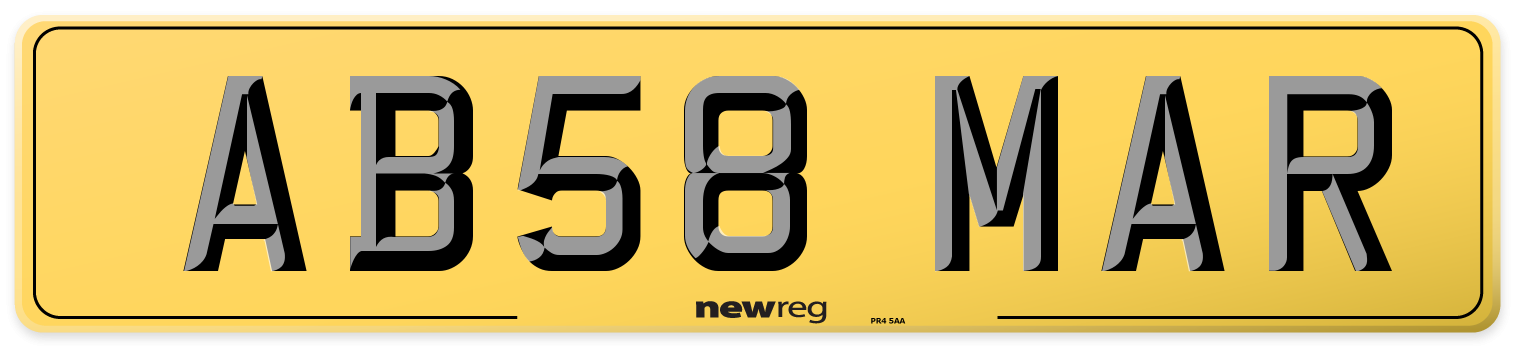 AB58 MAR Rear Number Plate