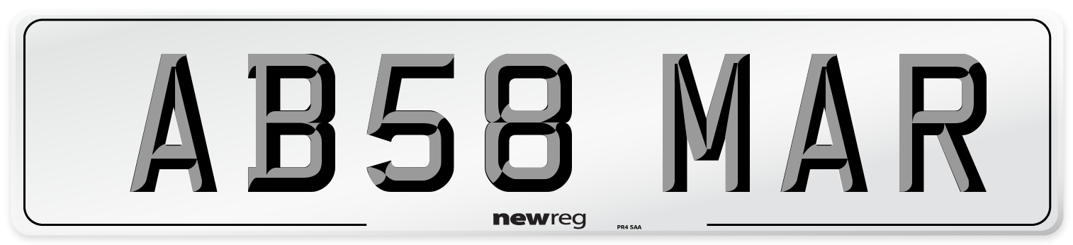 AB58 MAR Front Number Plate
