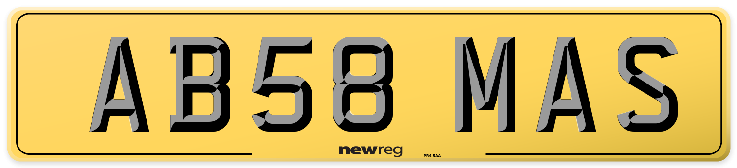 AB58 MAS Rear Number Plate