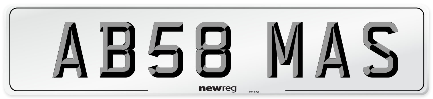 AB58 MAS Front Number Plate