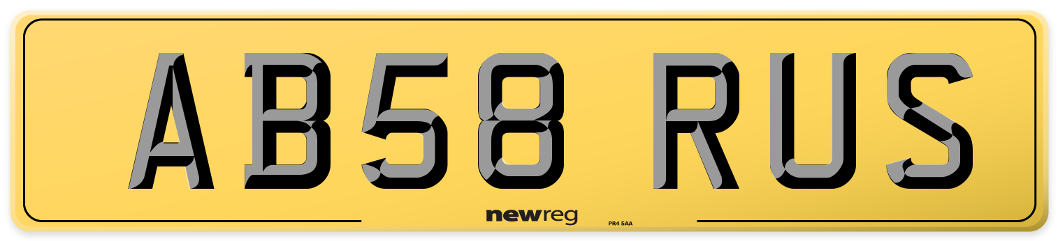 AB58 RUS Rear Number Plate