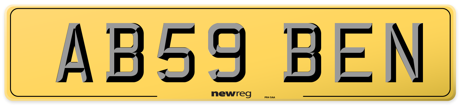 AB59 BEN Rear Number Plate
