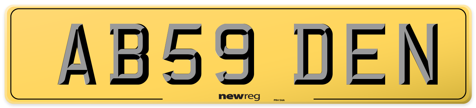 AB59 DEN Rear Number Plate