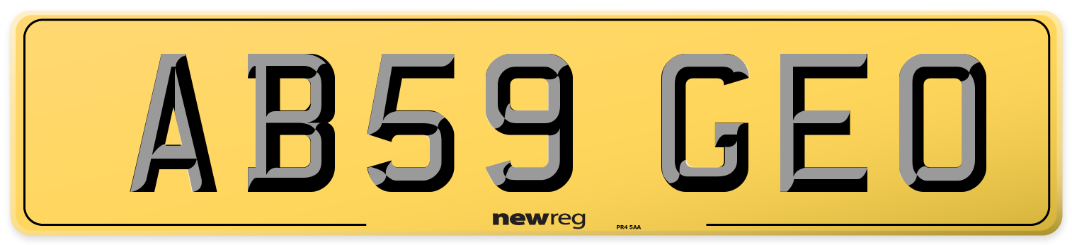 AB59 GEO Rear Number Plate