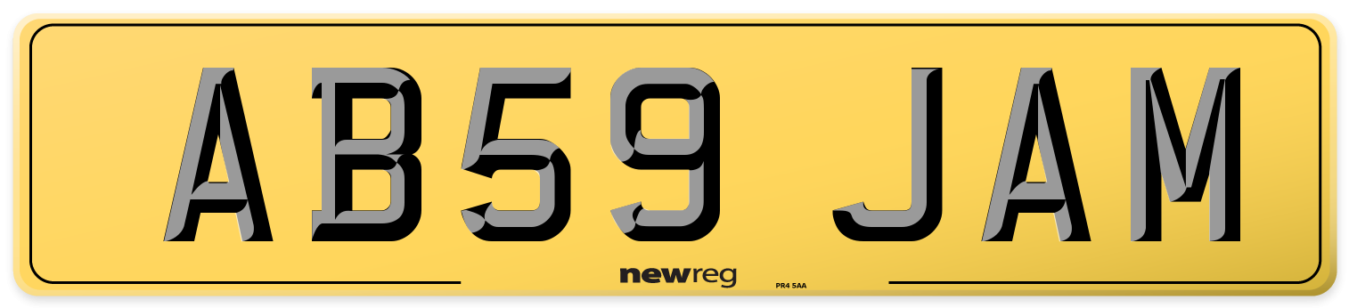 AB59 JAM Rear Number Plate