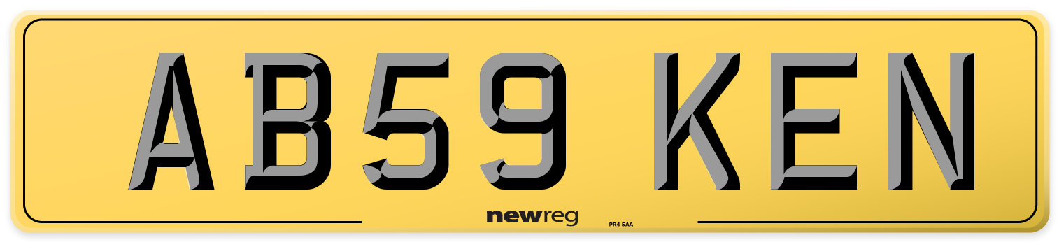 AB59 KEN Rear Number Plate