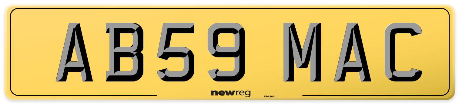 AB59 MAC Rear Number Plate