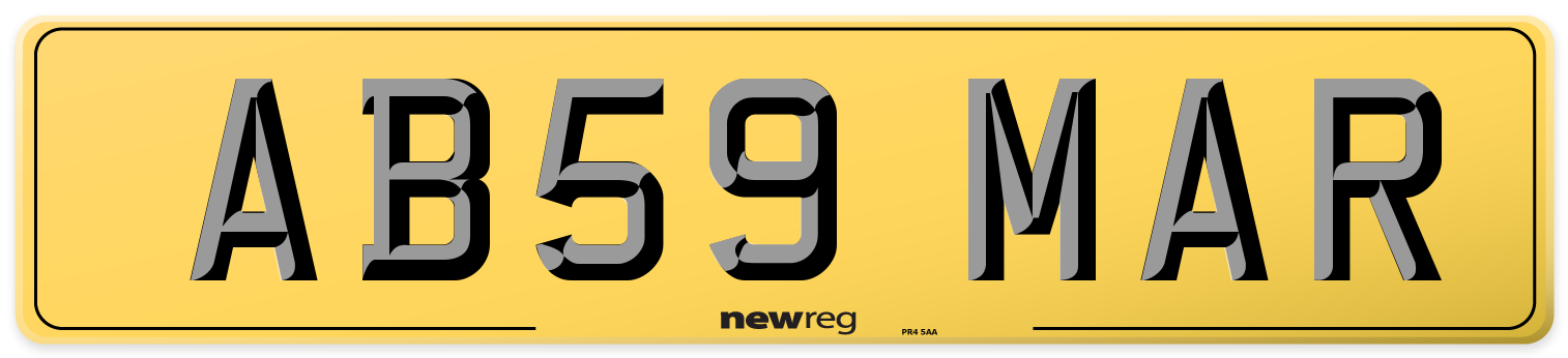 AB59 MAR Rear Number Plate