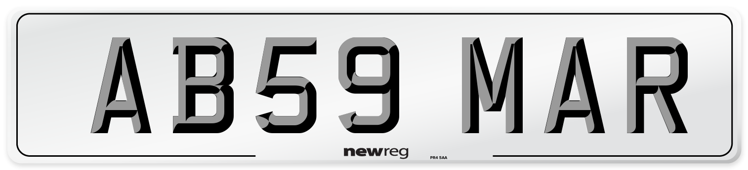 AB59 MAR Front Number Plate