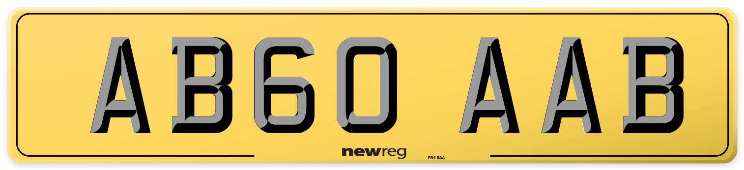 AB60 AAB Rear Number Plate