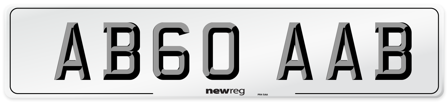 AB60 AAB Front Number Plate