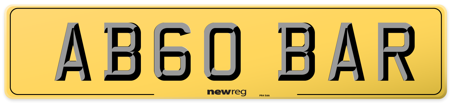 AB60 BAR Rear Number Plate