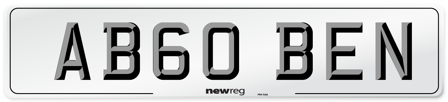 AB60 BEN Front Number Plate
