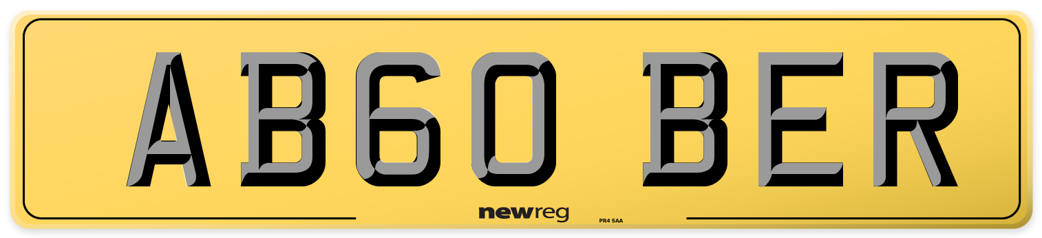 AB60 BER Rear Number Plate