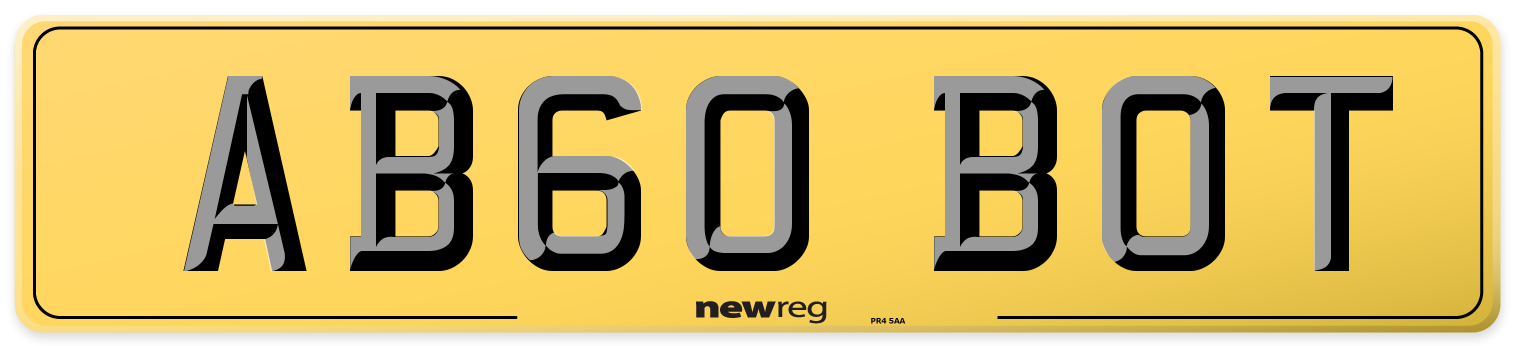 AB60 BOT Rear Number Plate