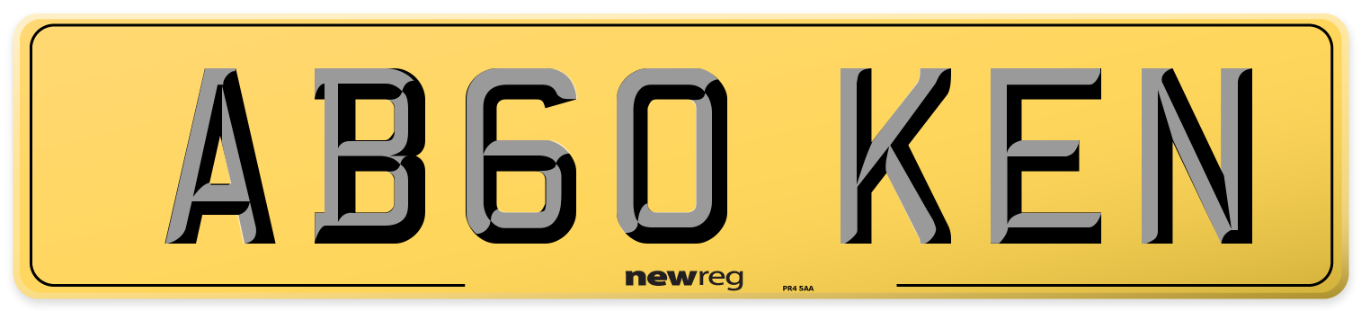 AB60 KEN Rear Number Plate