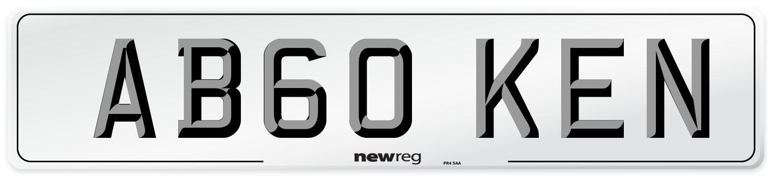 AB60 KEN Front Number Plate