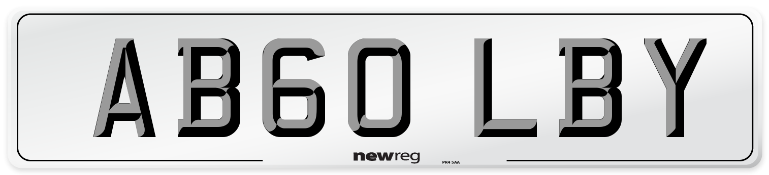 AB60 LBY Front Number Plate