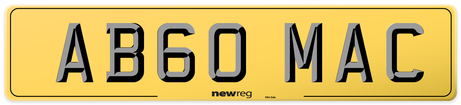 AB60 MAC Rear Number Plate