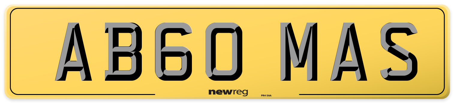 AB60 MAS Rear Number Plate