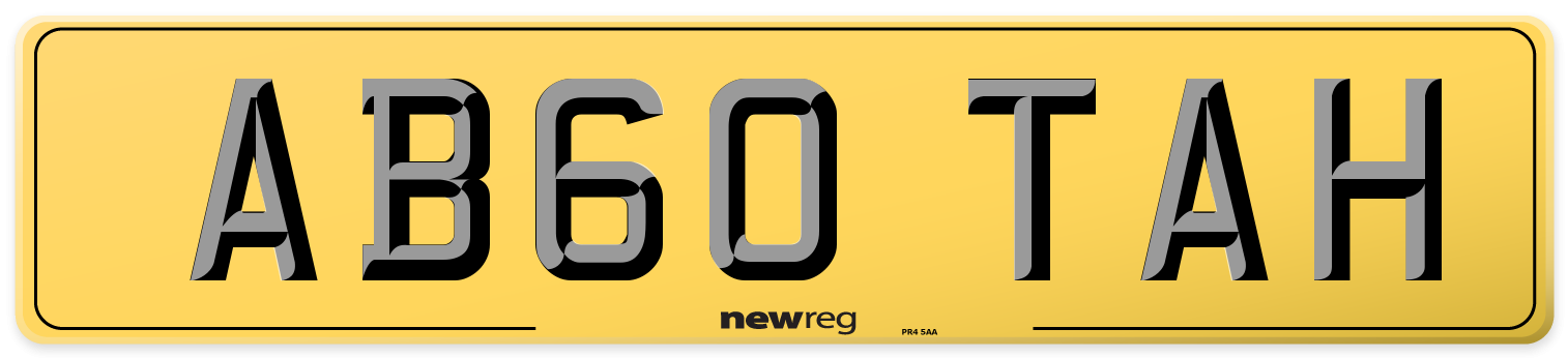 AB60 TAH Rear Number Plate