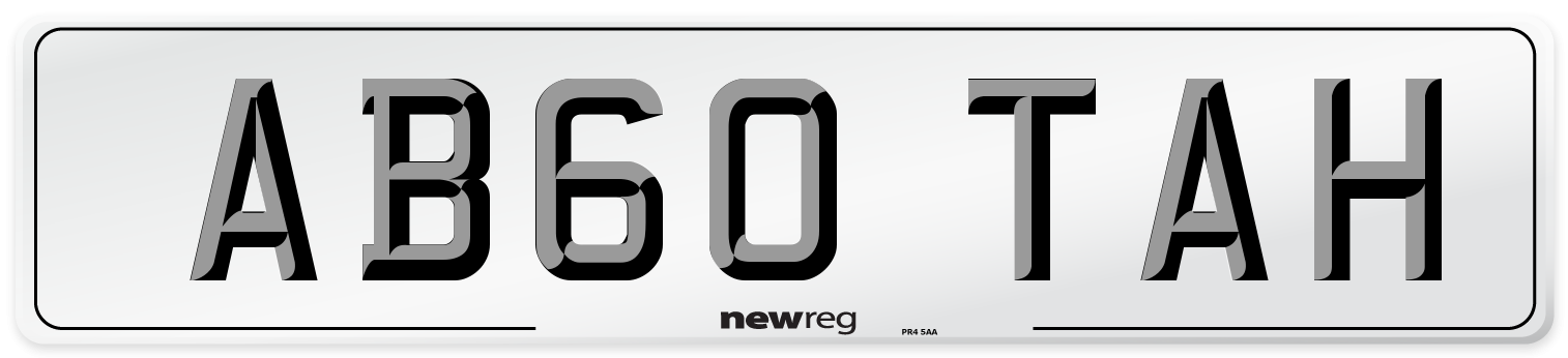 AB60 TAH Front Number Plate