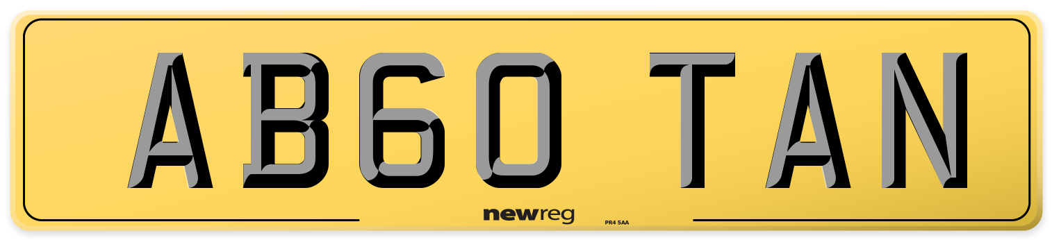 AB60 TAN Rear Number Plate