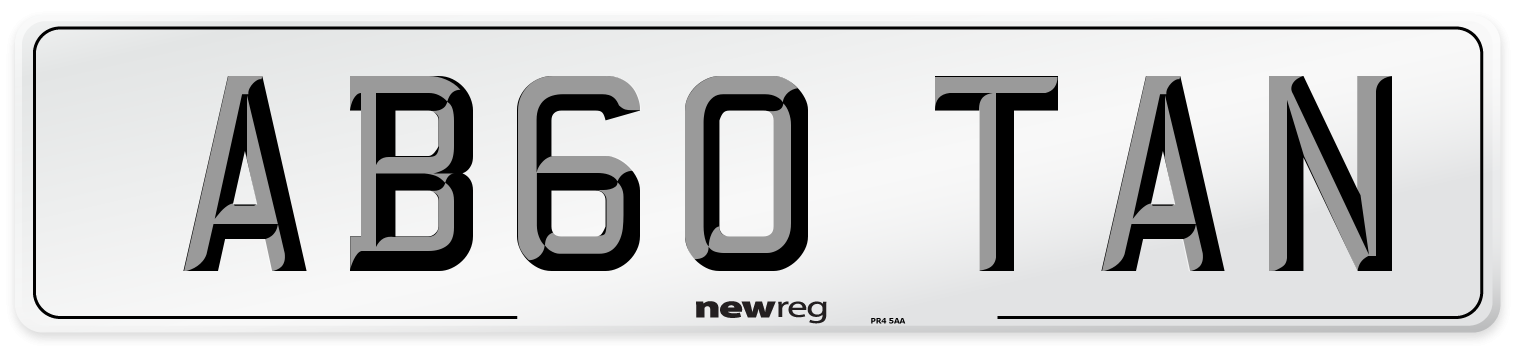 AB60 TAN Front Number Plate