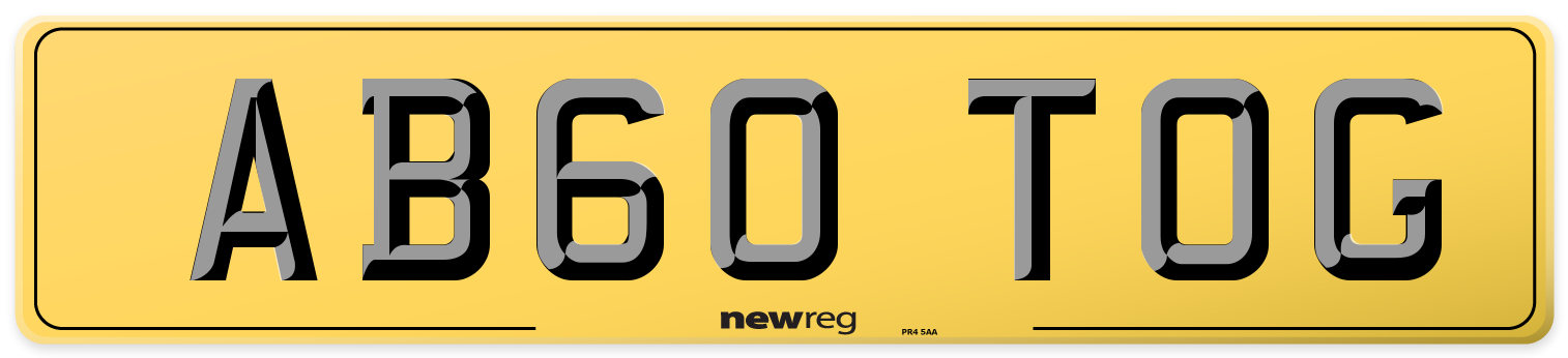 AB60 TOG Rear Number Plate