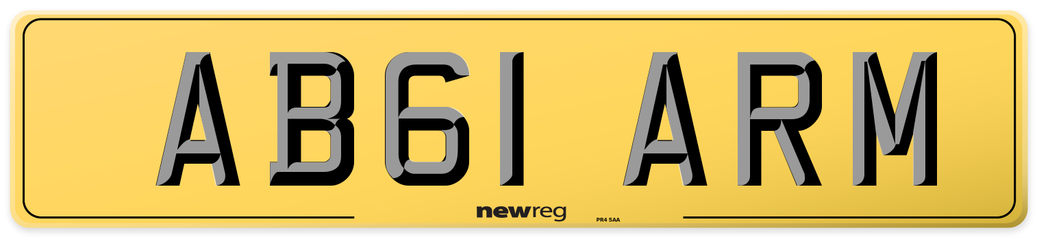 AB61 ARM Rear Number Plate