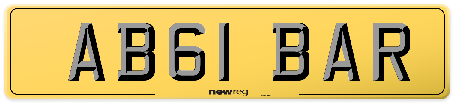 AB61 BAR Rear Number Plate