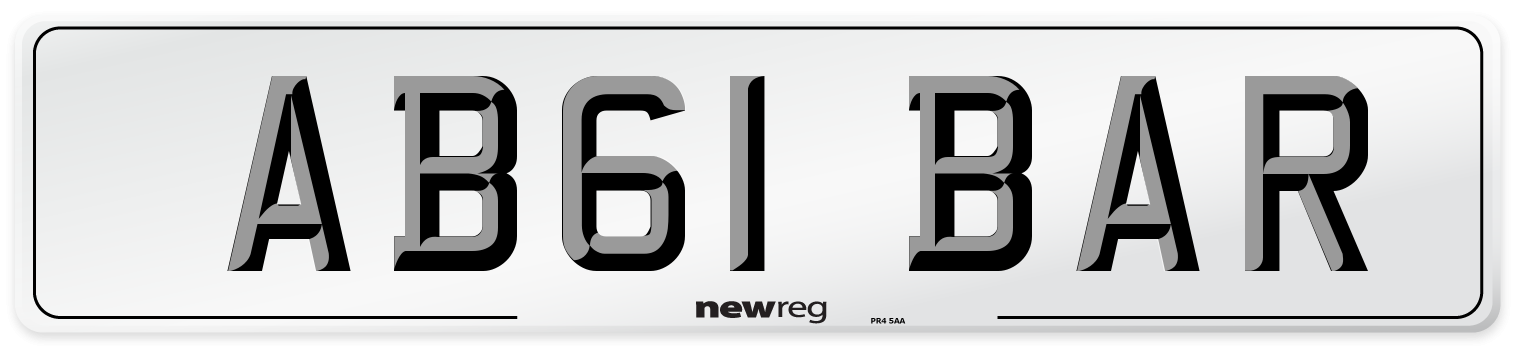 AB61 BAR Front Number Plate