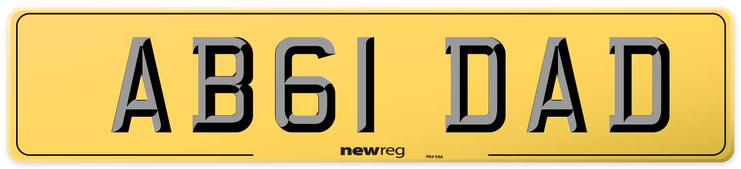 AB61 DAD Rear Number Plate