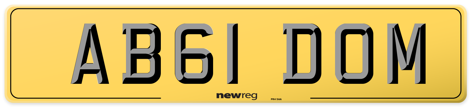 AB61 DOM Rear Number Plate