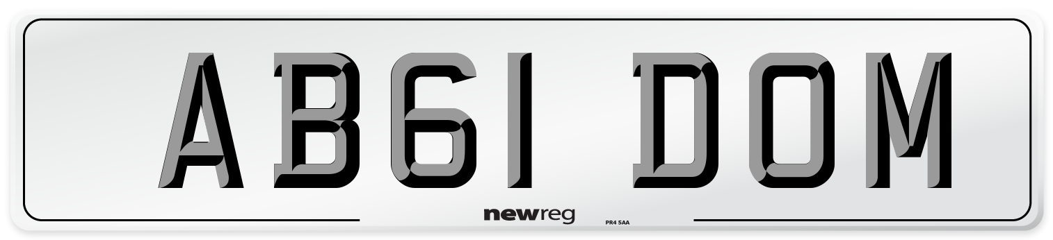 AB61 DOM Front Number Plate
