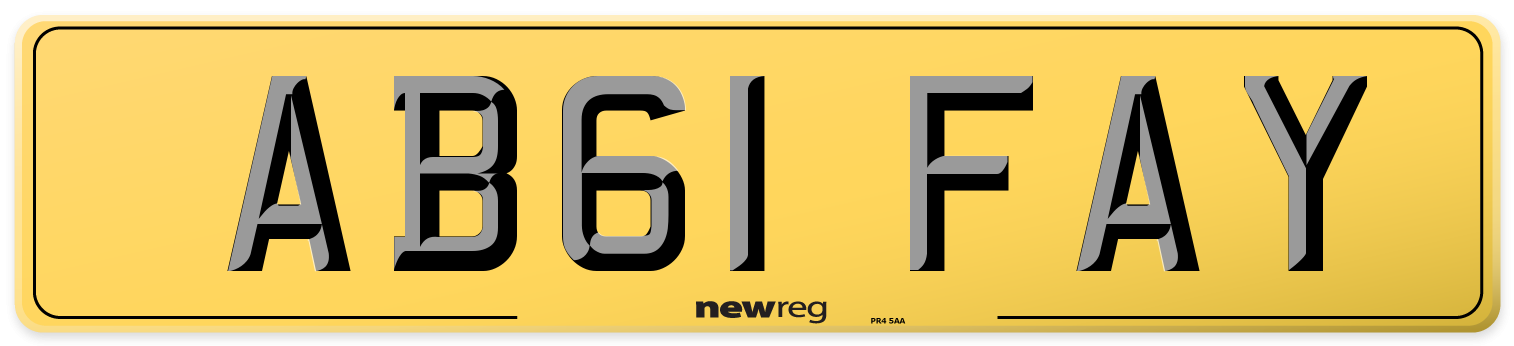 AB61 FAY Rear Number Plate