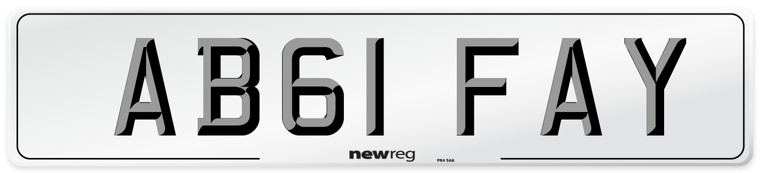 AB61 FAY Front Number Plate