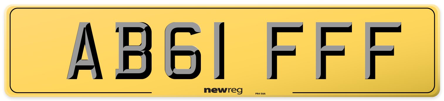 AB61 FFF Rear Number Plate