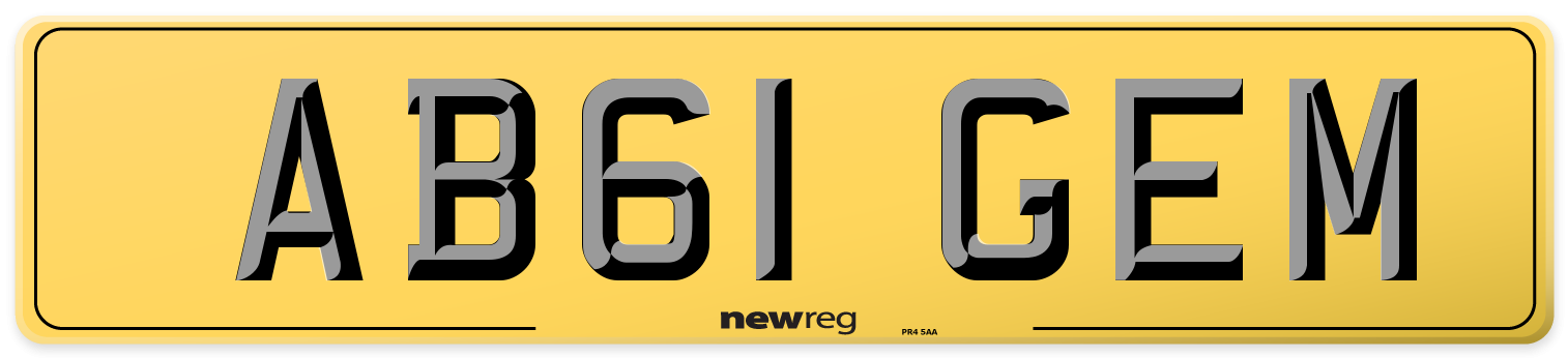 AB61 GEM Rear Number Plate