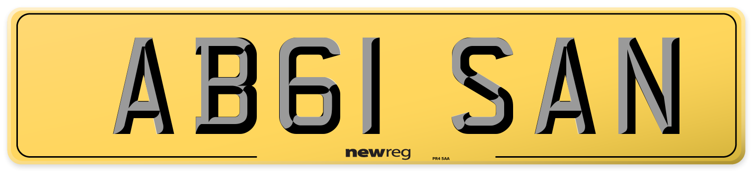 AB61 SAN Rear Number Plate