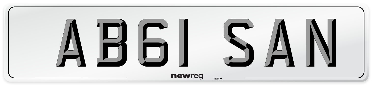 AB61 SAN Front Number Plate