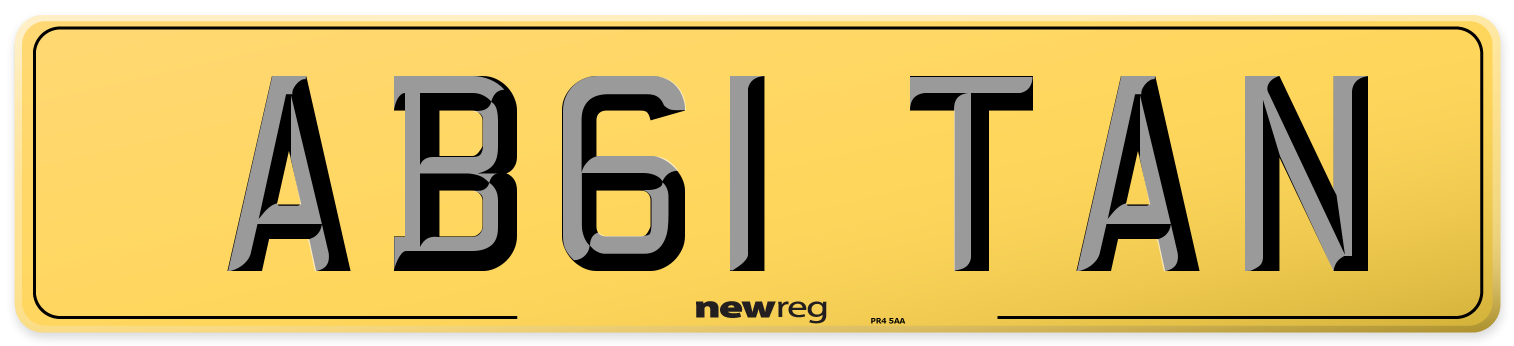 AB61 TAN Rear Number Plate