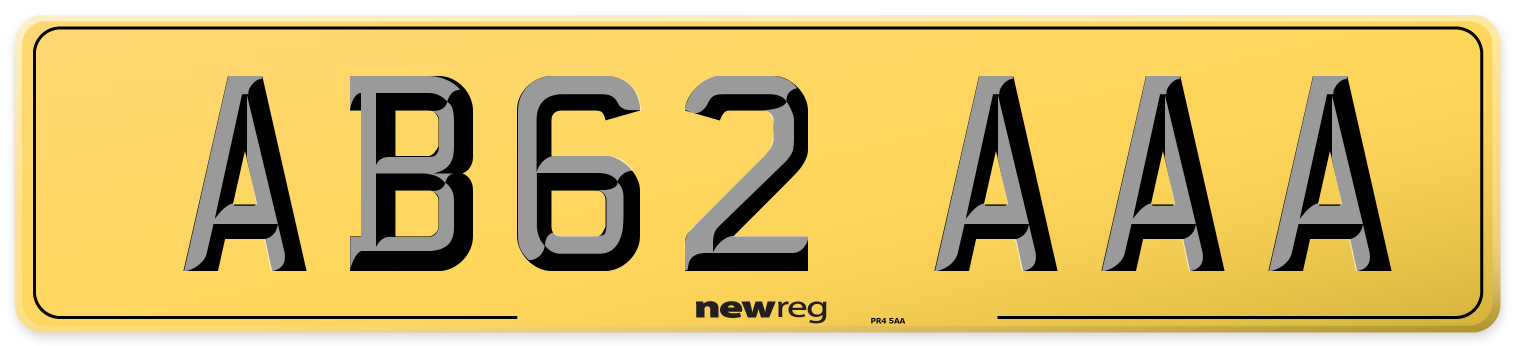 AB62 AAA Rear Number Plate