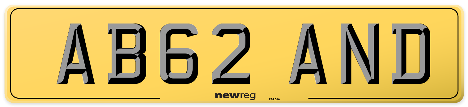 AB62 AND Rear Number Plate