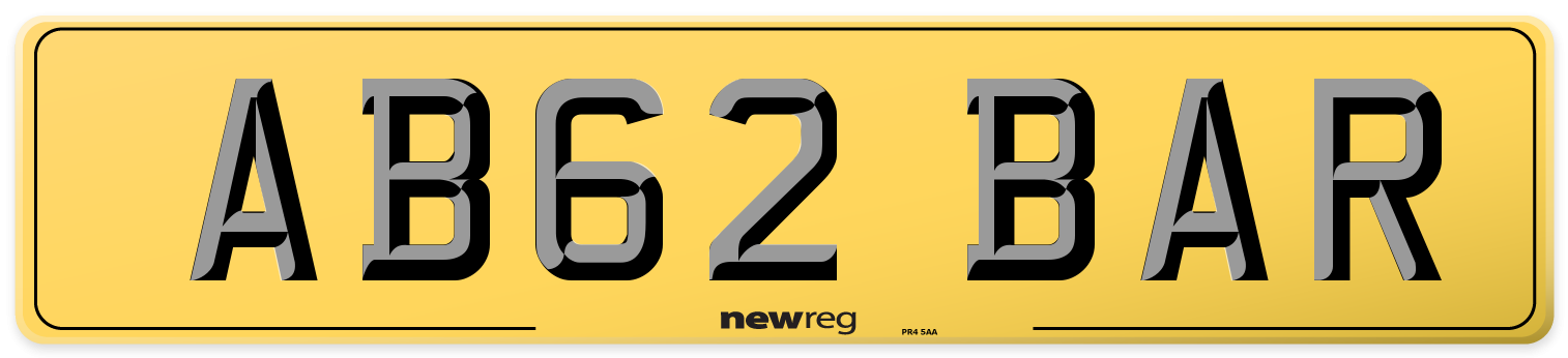 AB62 BAR Rear Number Plate