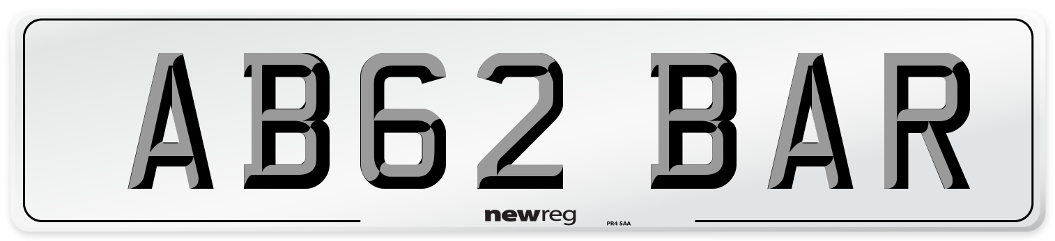 AB62 BAR Front Number Plate