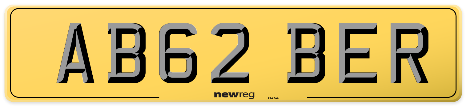AB62 BER Rear Number Plate