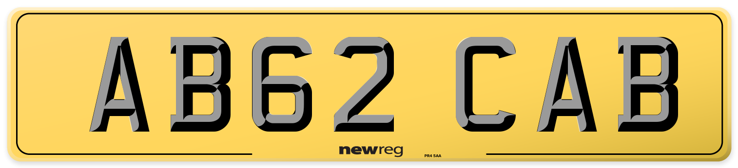 AB62 CAB Rear Number Plate